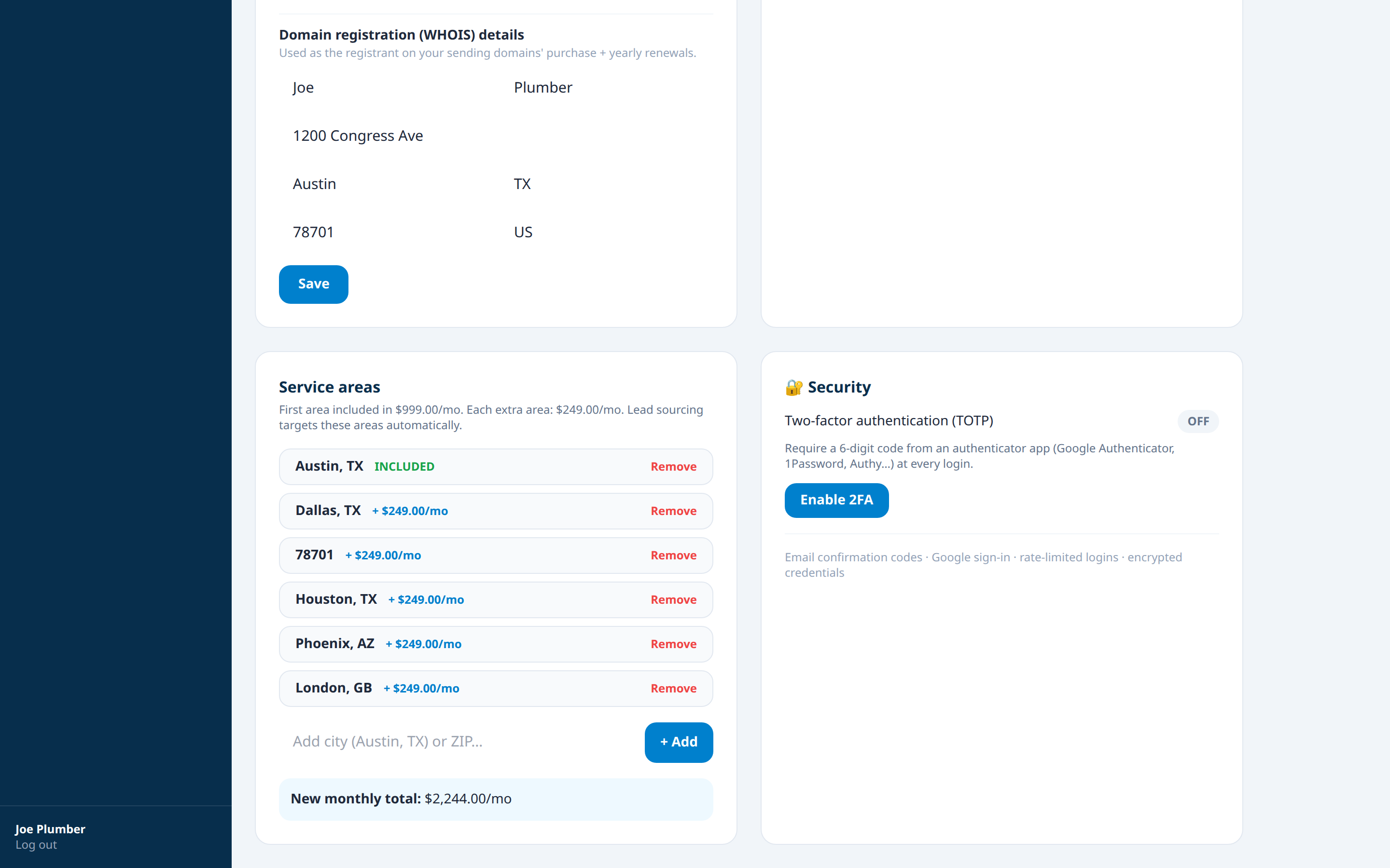 14. Secure account — Get Referrers platform screenshot